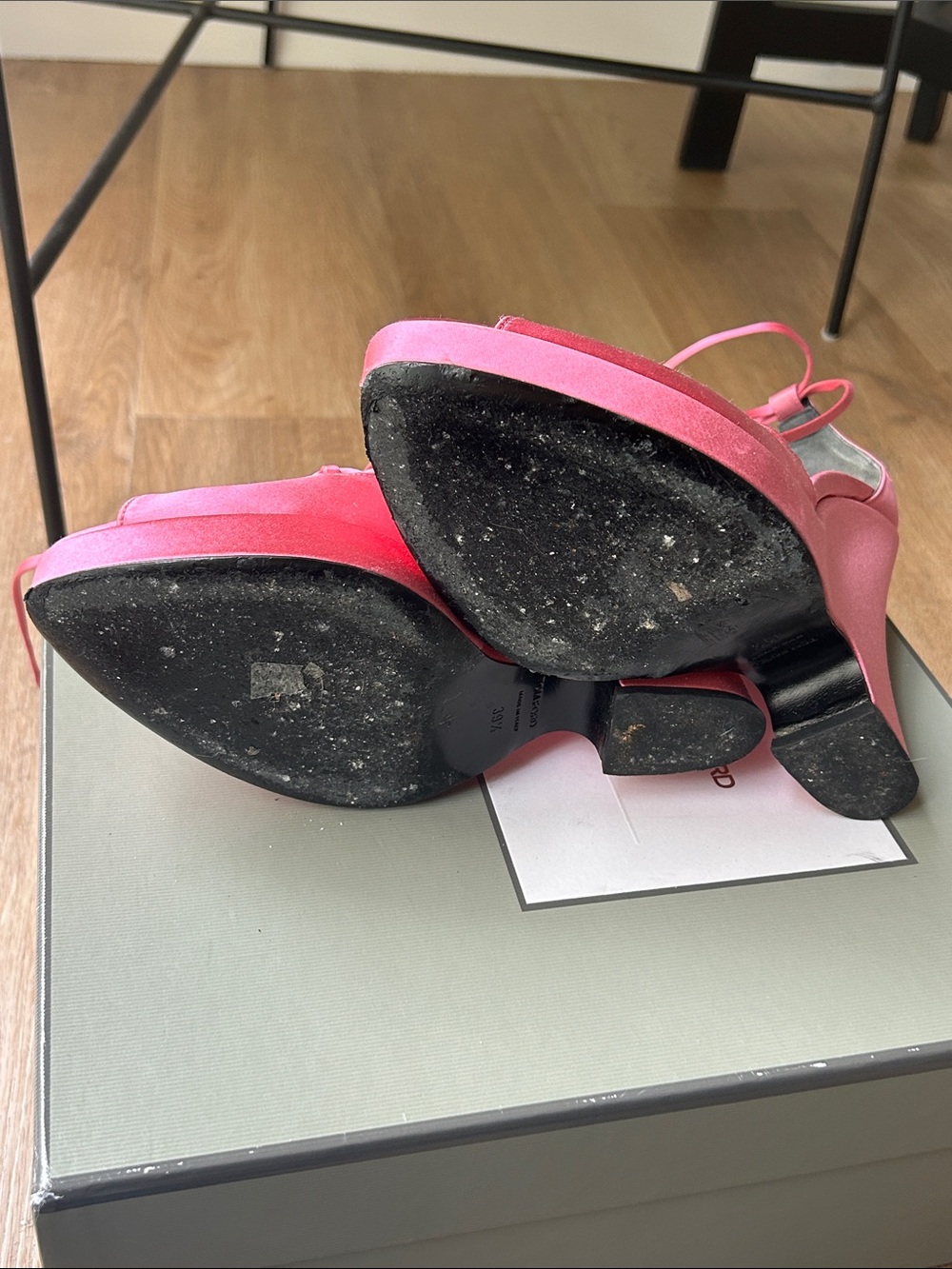 Tom Ford Fuchsia Pink Satin Lace-Up Platform Wedges Heels - Picture 11 of 12